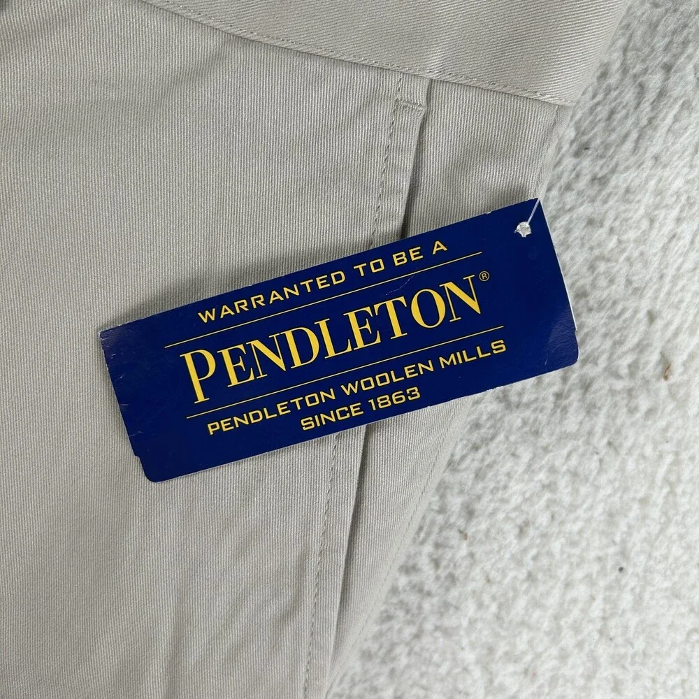Pendleton Pants Mens 36x30 Beige Chino Flat Front Cotton Twill Straight Leg